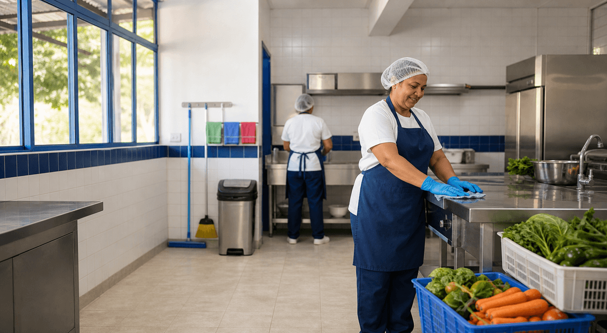 Cozinha Escolar Segura: o POP que organiza limpeza, resíduos e boas práticas